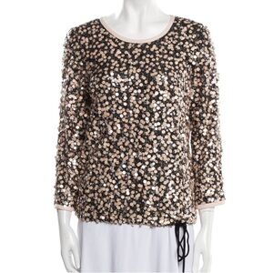 Diane Von Furstenberg Black and Gold Sequin Blouse & Mini Shorts